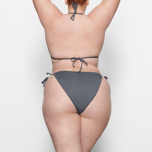 SET Skims NWT recycled swim dipped tie bottom & triangle bikini top gunmetal S/M - Picture 9 of 11